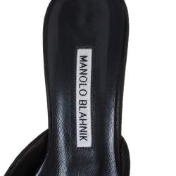 Pre Owned صندل سلايد مانولو بلانيك "مايسال" بمقدمة مدببة سويدي و جلد أسود مقاس 37.5