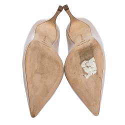 Pre Owned حذاء كعب عالي مانولو بلانيك "بي بي" بمقدمة مفتوحة جلد وردي باهت مقاس 39.5