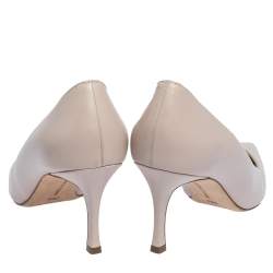 Pre Owned حذاء كعب عالي مانولو بلانيك "بي بي" بمقدمة مفتوحة جلد وردي باهت مقاس 39.5