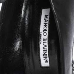 Pre Owned Manolo Blahnik Patent Leather Tracy Ankle Strap Pointed Toe Pumps Size 40.5