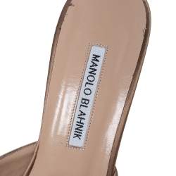 Manolo Blahnik Beige Satin Hangisi Pointed Toe Mules Size 40