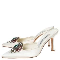 Manolo Blahnik Off-white 'Eufrasia' Mule Sandals Size 37