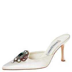 Manolo Blahnik Off-white 'Eufrasia' Mule Sandals Size 37