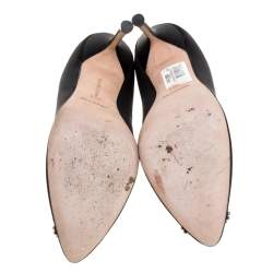 Pre Owned حذاء كعب عالي مانولو بلانيك "هانغيسي" مزخرف بكريستال ساتان أسود مقاس 38.5