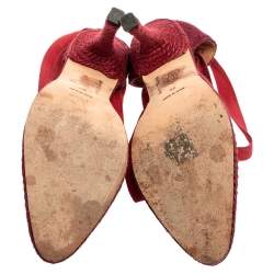 Castaner By Manolo Blahnik Red Satin And Canvas Espadrille Pointed Toe Ankle Tie Sandals Size 39