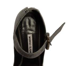 Manolo Blahnik Grey Suede Leather Peep Toe Ankle Strap Sandals Size 39