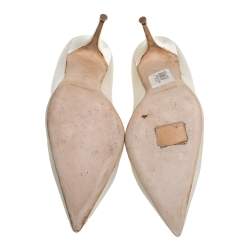 Pre Owned Manolo Blahnik White Satin Crystal Embellished Borlak Pumps Size 40
