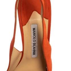 Pre Owned Manolo Blahnik Orange Suede Slingback Sandals Size 39