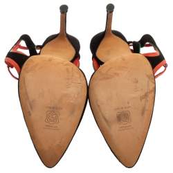 Manolo Blahnik Tri Color Suede Pointed Toe Ankle Strap Sandals Size 41