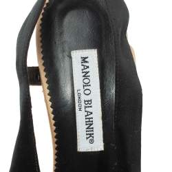 Manolo Blahnik Black Satin Slingback Sandals Size 40.5