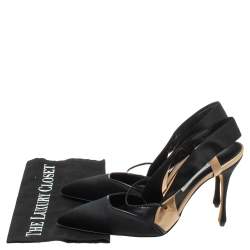 Manolo Blahnik Black Satin Slingback Sandals Size 40.5