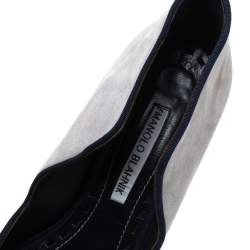 Pre Owned حذاء كعب عالي مانولو بلانيك مقدمة مدببة ياقة إسبيدال سويدي رصاصي مقاس 38