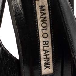 Manolo Blahnik Black Leather Slingback Sandals Size 35.5