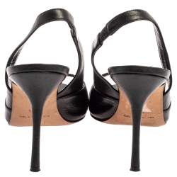 Manolo Blahnik Black Leather Slingback Sandals Size 35.5