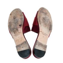 Pre Owned Manolo Blahnik Burgundy Satin Martamod Flats Size 40