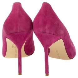 Pre Owned Manolo Blahnik Pink Suede BB Pointed Toe Pumps Size 41