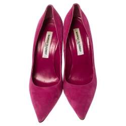 Pre Owned Manolo Blahnik Pink Suede BB Pointed Toe Pumps Size 41