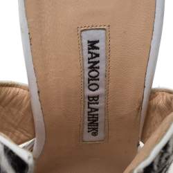 Manolo Blahnik Monochrome Zebra Print Pony Hair Pointed Toe Mules Size 39.5