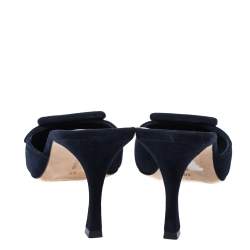 Manolo Blahnik Dark Blue Suede Maysale Pointed Toe Mule Sandals Size 40