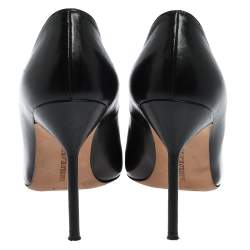 مملوكة مسبقًا حذاء كعب عالي مانولو بلانيك بي بي مقدمة مدببة جلد أسود مقاس 36