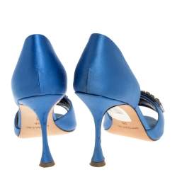 Manolo Blahnik Blue Satin Dorsay Pumps Size 38