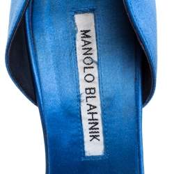 Manolo Blahnik Blue Satin Dorsay Pumps Size 38