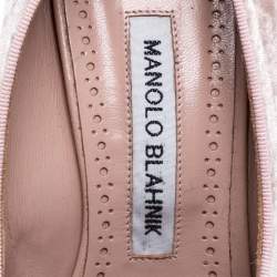 Pre Owned Manolo Blahnik Pink Velvet Decebalo Pointed Toe Pumps Size 37