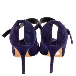 Manolo Blahnik Purple Suede Leather Open Toe Pumps Size 40.5
