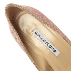 Pre Owned حذاء كعب عالى مانولو بلانيك مقدمة مدببة زخرفة كريستال هانغيسى قماش غليتر متعدد الألوان مقاس 37