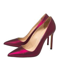 Pre Owned Manolo Blahnik Radiant Magenta Leather BB Pointed Toe Pumps Size 39