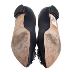 Pre Owned حذاء فلات باليه زخرفة هانغيسى ساتان رمادى مقاس 39.5