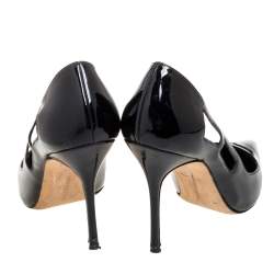 مملوكة مسبقًا Manolo Blahnik Black Patent Leather Cut Out Pumps Size 39