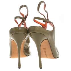 Manolo  Blahnik Olive Green Ankle Strap Sandals Size 39.5