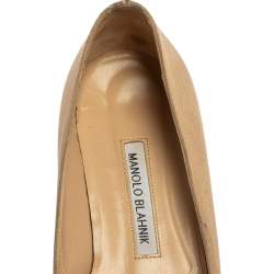 Manolo Blahnik Beige Satin Slip On Hangisi Flats Size 38.5