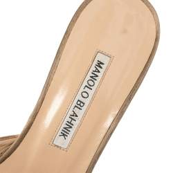 Manolo Blahnik Beige Satin Hangisi Mules Size 39.5