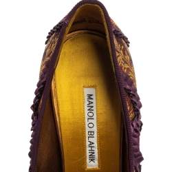 Pre Owned حذاء كعب عالى مانولو بلانيك سليب أون بروكود قماش متعدد الألوان مقاس 38.5