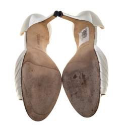 مملوكة مسبقًا حذاء كعب عالى مانولو بلانيك سيداراباى ساتان أبيض مقاس 39