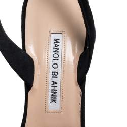 Manolo Blahnik Black PVC And Suede Gotrianc Slingback Sandals Size 39.5