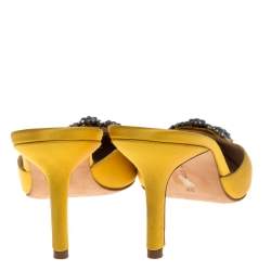 Manolo Blahnik Yellow Satin Hangisi Sandals Size 38