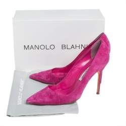 Pre Owned Manolo Blahnik Pink Suede BB Pointed Toe Pumps Size 39