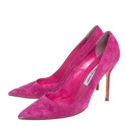 Pre Owned Manolo Blahnik Pink Suede BB Pointed Toe Pumps Size 39