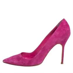 Pre Owned Manolo Blahnik Pink Suede BB Pointed Toe Pumps Size 39