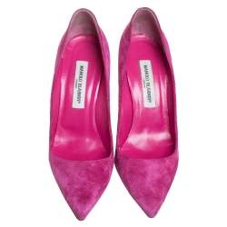 Pre Owned Manolo Blahnik Pink Suede BB Pointed Toe Pumps Size 39