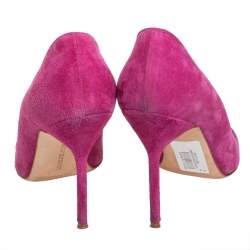 Pre Owned Manolo Blahnik Pink Suede BB Pointed Toe Pumps Size 39