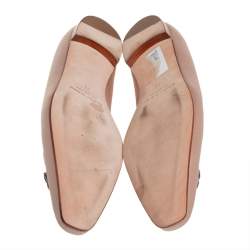 مملوكة مسبقًا Manolo Blahnik Nude Satin Crystal Embellished Ballet Flats Size 41