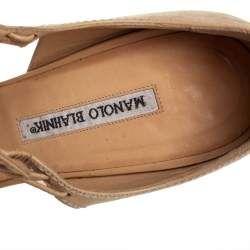 Pre Owned Manolo Blahnik Beige Leather Sandals Size 40.5
