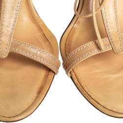 Pre Owned Manolo Blahnik Beige Leather Sandals Size 40.5