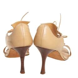 Pre Owned Manolo Blahnik Beige Leather Sandals Size 40.5
