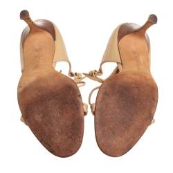Pre Owned Manolo Blahnik Beige Leather Sandals Size 40.5