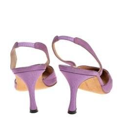 Pre Owned Manolo Blahnik Vintage Purple Fabric Carolyne Pointed Toe Slingback Sandals Size 36.5